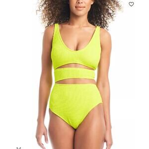 NEW Bar III Cut Out One Piece Swimsuit Small Chartreuse Lime Green Neon Monokini
